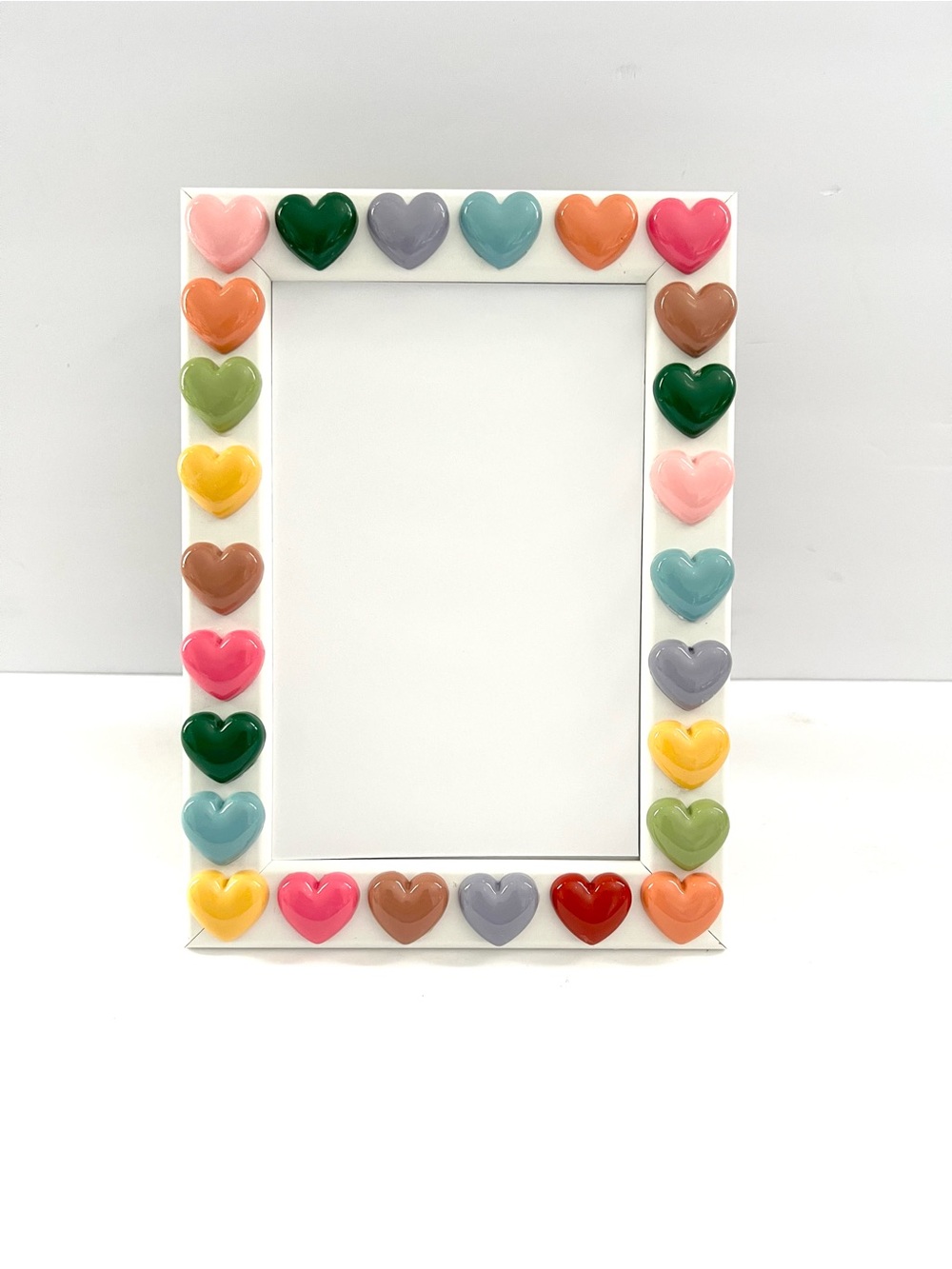 Handmade Colorful Heart Embellished 4x6 Picture Frame | Cute Desk Decor